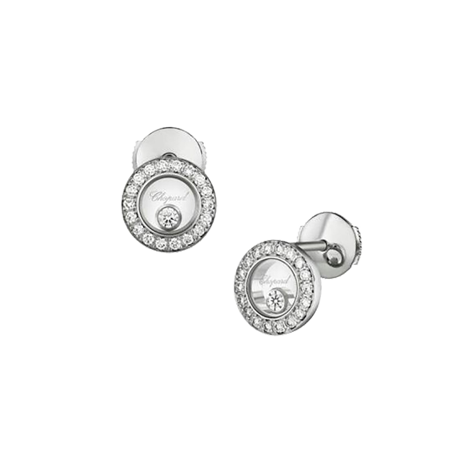 Chopard - Happy Diamonds - Earrings - 18 Kt White Gold 0,38 ct Diamonds -  Juwelier Wagner